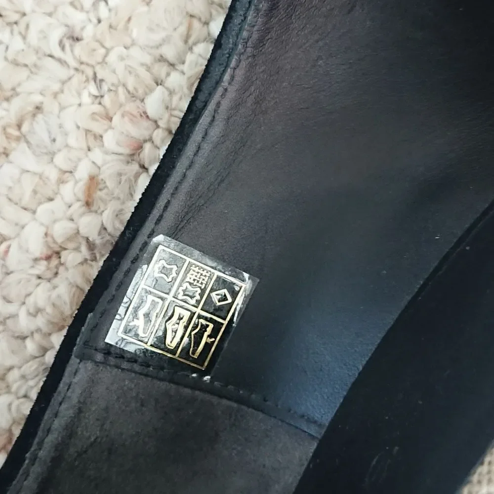 VINCE Sonora Black Suede D'orsay Jute Platform Wedge Sandal size 8.5 M